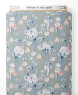 Tissu - Hortensias et roses pastel