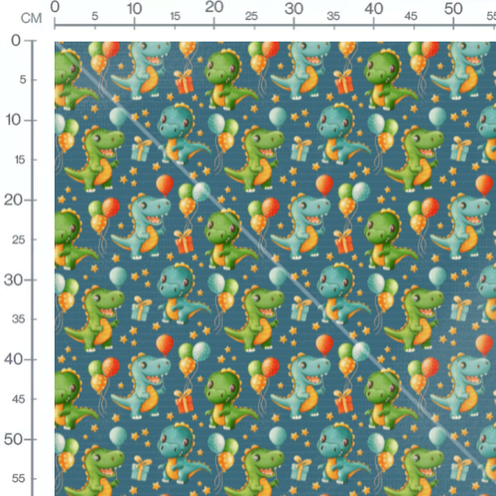 Tissu - Dinosaures et ballons bleus