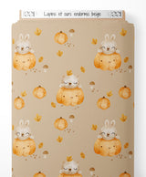 Tissu - Lapins et ours endormis beige