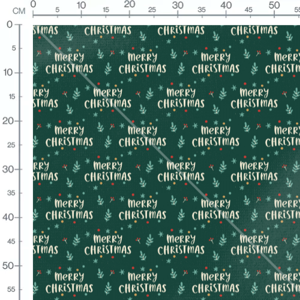 Tissu - Texte Merry Christmas vert