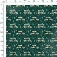Tissu - Texte Merry Christmas vert