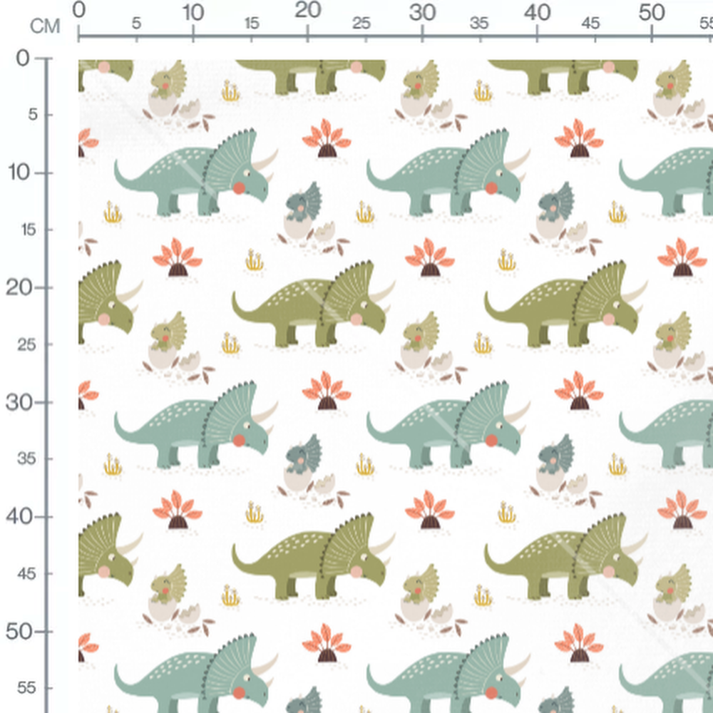 Tissu - Dinosaures et œufs colorés