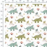 Tissu - Dinosaures et œufs colorés