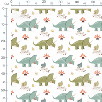 Tissu - Dinosaures et œufs colorés
