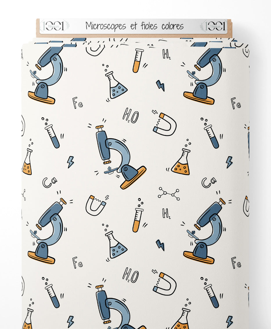 Tissu - Microscopes et fioles colorés