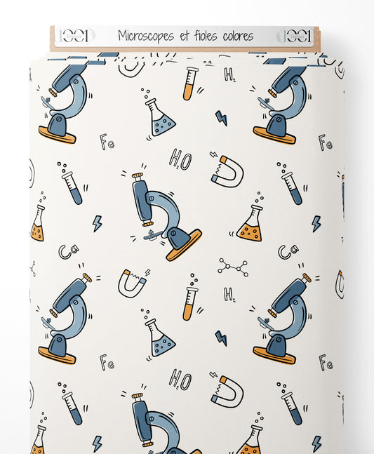 Tissu - Microscopes et fioles colorés