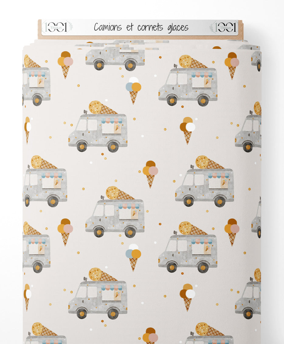 Tissu - Camions et cornets glacés