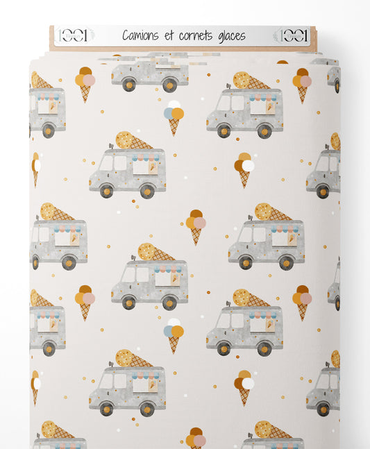 Tissu - Camions et cornets glacés