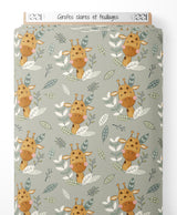 Tissu - Girafes claires et feuillages