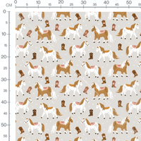 Tissu - Chevaux décorés sur beige