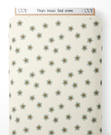 Tissu - Fleurs bleues sur fond crème
