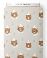 Tissu - Ours avec bonnet blanc