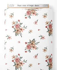 Tissu - Fleurs roses et beiges douces