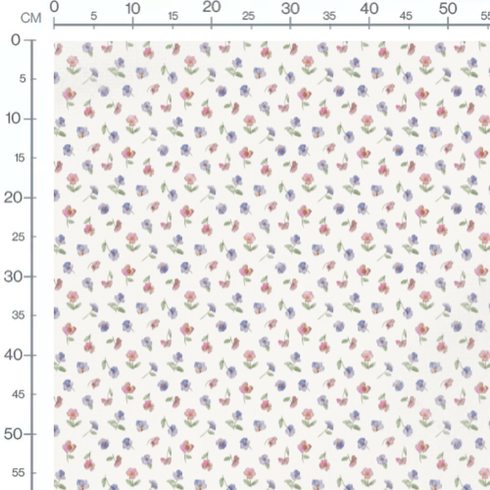 Tissu - Fleurs roses et violettes légères