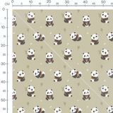 Tissu - Pandas et feuilles vertes