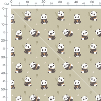 Tissu - Pandas et feuilles vertes