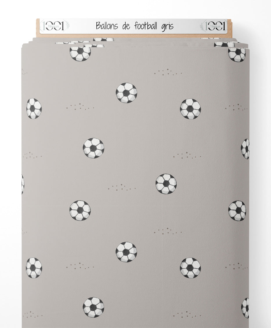 Tissu - Ballons de football gris