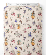 Tissu - Fruits et papillons beige