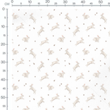 Tissu - Lapins gris et cœurs beige