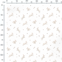 Tissu - Lapins gris et cœurs beige