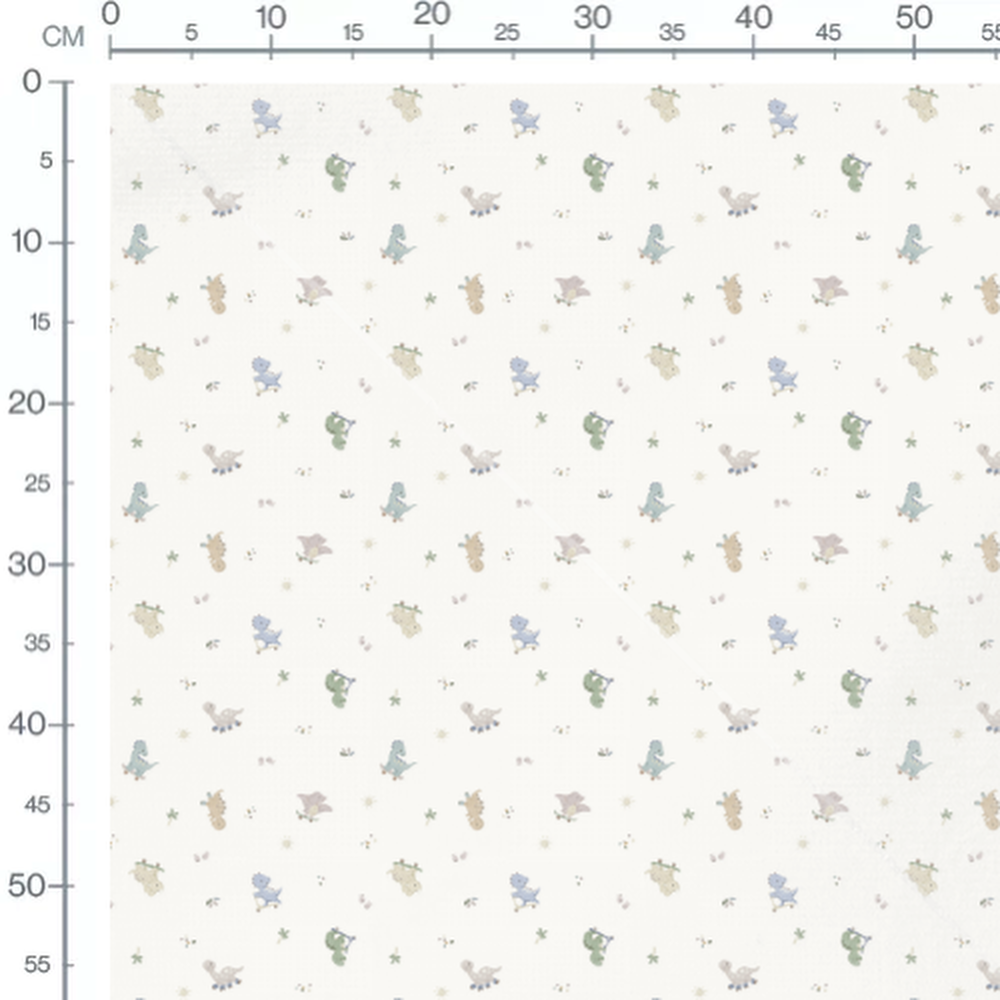 Tissu - Dinosaures sur fond blanc