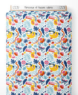Tissu - Paresseux et toucans colorés