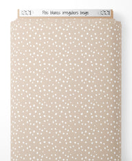 Tissu - Pois blancs irréguliers beige