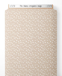 Tissu - Pois blancs irréguliers beige