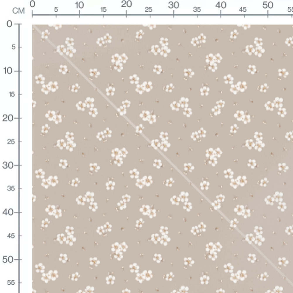 Tissu - Fleurs blanches et bourgeons 2