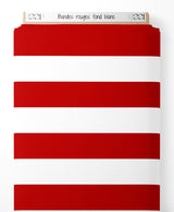 Tissu - Bandes rouges sur fond blanc