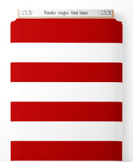 Tissu - Bandes rouges sur fond blanc