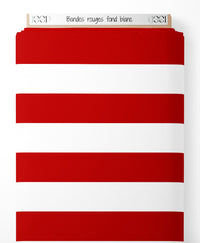 Tissu - Bandes rouges sur fond blanc