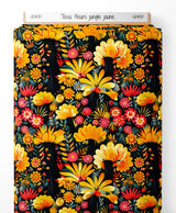 Tissu - fleurs jungle jaune