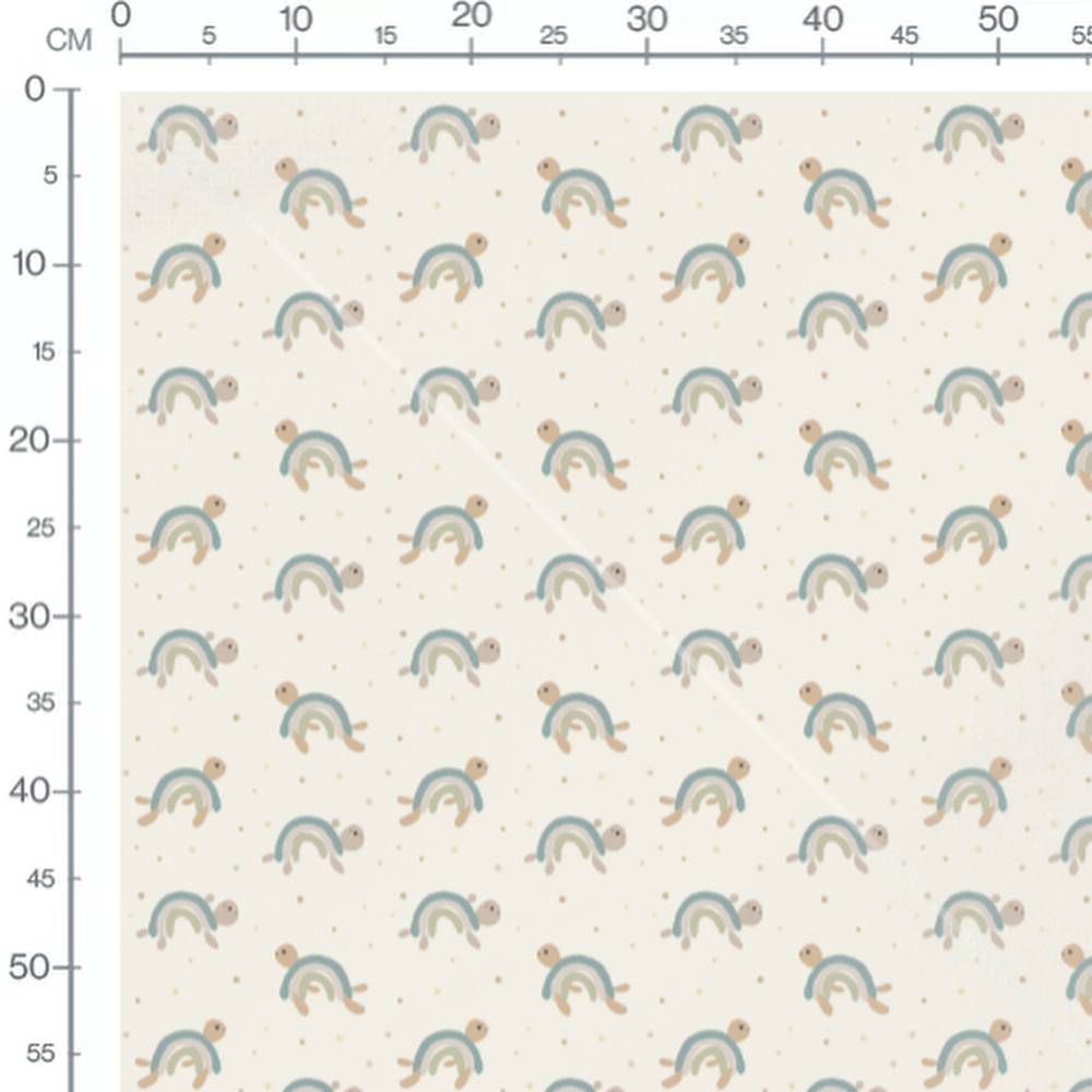 Tissu - Tortues arc-en-ciel pastel