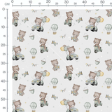 Tissu - Oursons bruns sur fond blanc