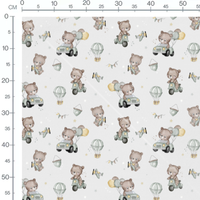 Tissu - Oursons bruns sur fond blanc