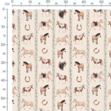 Tissu - Chevaux bruns sur fond beige