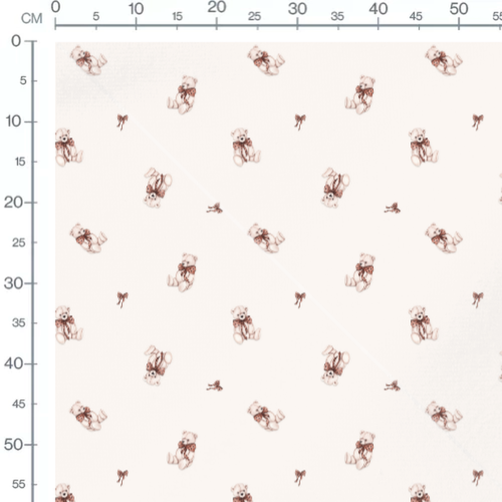 Tissu - Oursons beige nœuds marron blanc