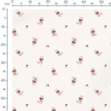 Tissu - Oursons beige nœuds marron blanc