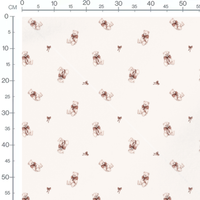 Tissu - Oursons beige nœuds marron blanc