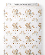 Tissu - Chevaliers sur chevaux pastel