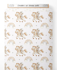 Tissu - Chevaliers sur chevaux pastel