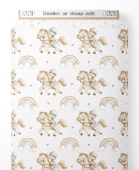 Tissu - Chevaliers sur chevaux pastel