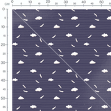 Tissu - Nuages et plumes sur bleu