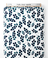 Tissu - Feuilles bleues aquarelle