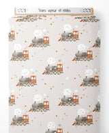 Tissu - Trains vapeur et étoiles