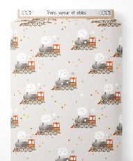 Tissu - Trains vapeur et étoiles