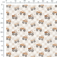Tissu - Camions monstres marron et beige
