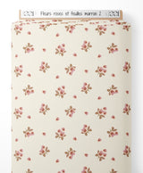 Tissu - Fleurs roses et feuilles marron 2