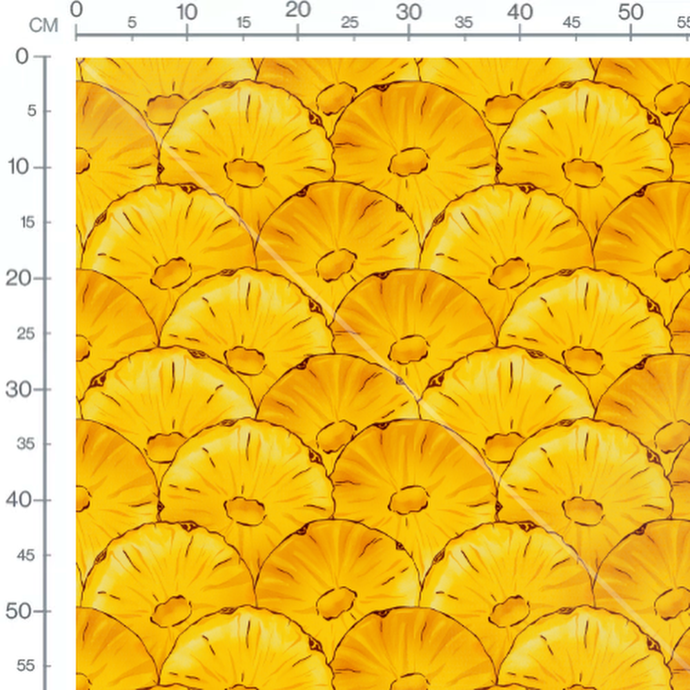 Tissu - Tranches d'ananas jaunes